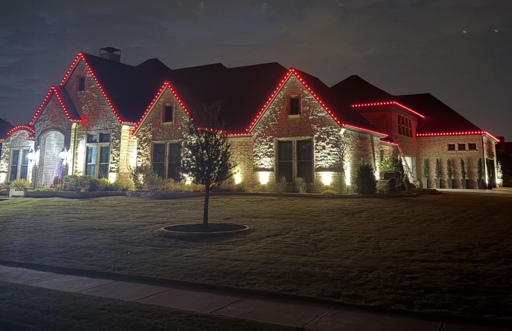 Permanent Lights by Starry Night Lights in Rockwall, TX Large custom with red roofline lights