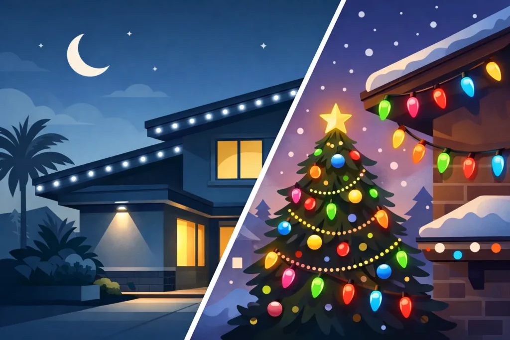 Permanent Lights Versus Christmas Lights